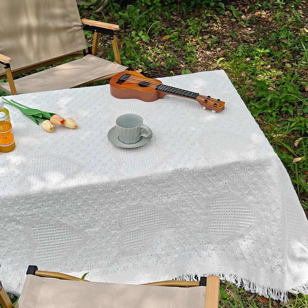 French White Picnic Mat Shooting Photography Background Cloth High-End Coffee Table Dining Table Cloth Cabinet Cover Towel