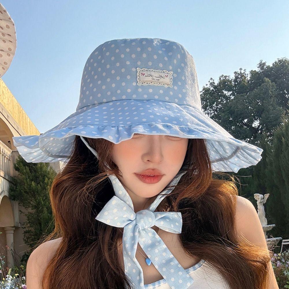 Spitze Damen Fischerhut Band Sonnenschutzhut Tragbarer Sommer-Sonnenhut Reise