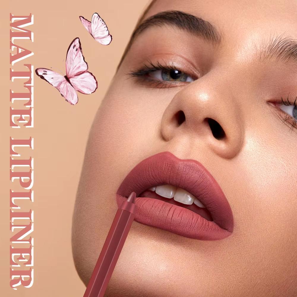 12-Piece Lip Liner Set Velvet Matte Matte Waterproof and Sweat-Proof Non-Fading Lipstick Autumn and Winter Whitening Complexion Long-Lasting Lip Liner