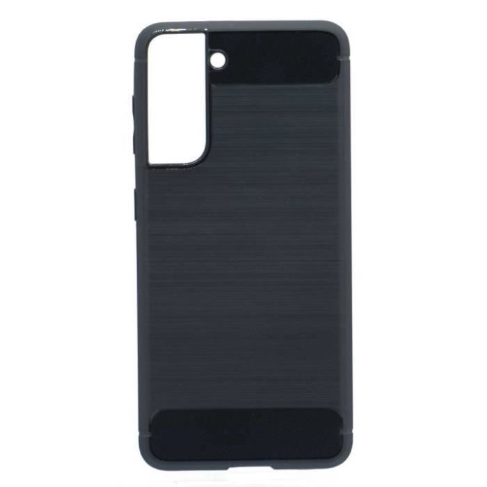 Coque souple - Samsung - Galaxy S21 - Noir - Effet carbone - Protection chocs