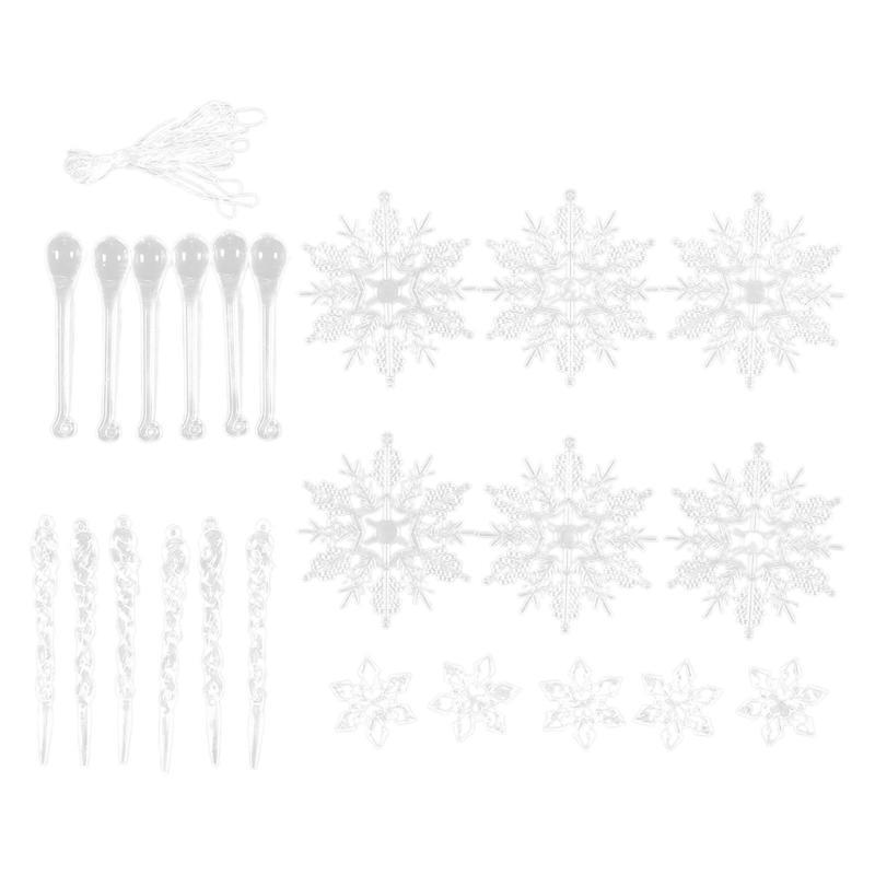 Elegant Christmas Ornament Supplies Holiday Party Supplies Acrylic Crystal Snowflake and Icicle Tree Decorations