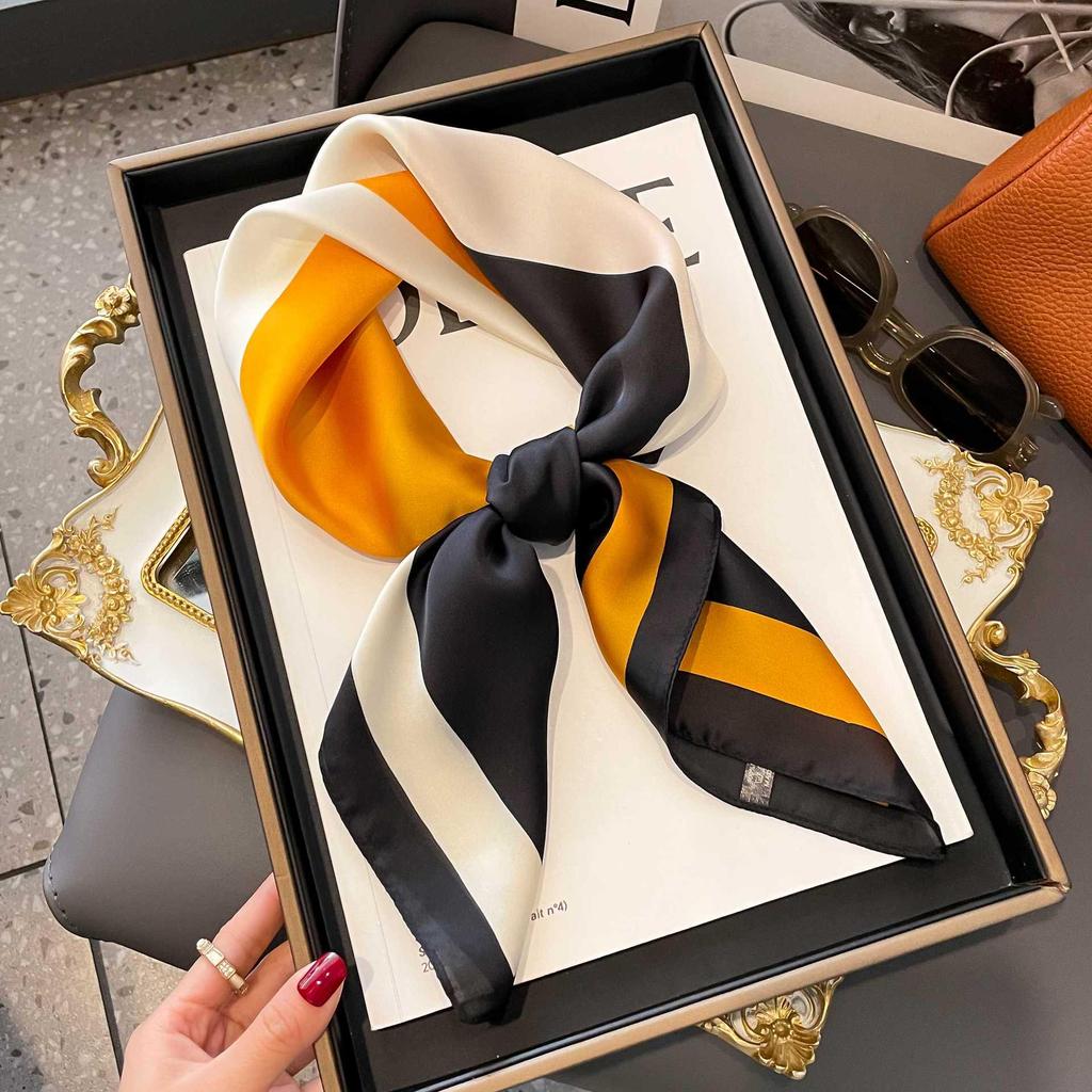 Blue Silk Retro Women's Scarf for Spring & Autumn