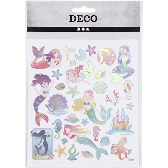 Feuille d'autocollants - Creotime - Sirènes - 32 pièces - 16,5 x 15 cm - Multicolore