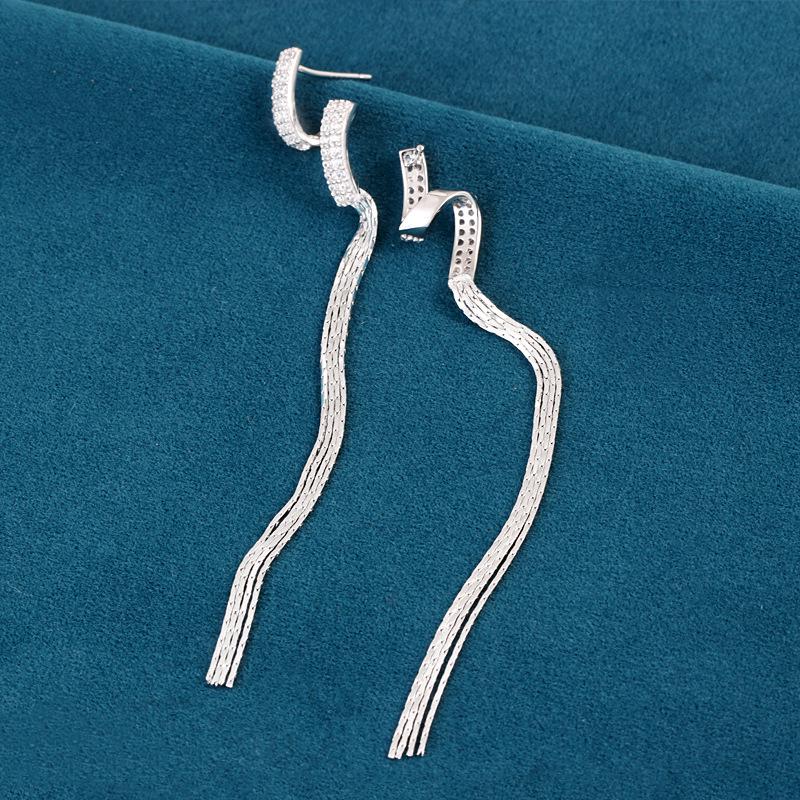 S925 Sterling Silver Long Tassel Earrings for Women - New 2025 Trend, Elegant & Luxurious Design.