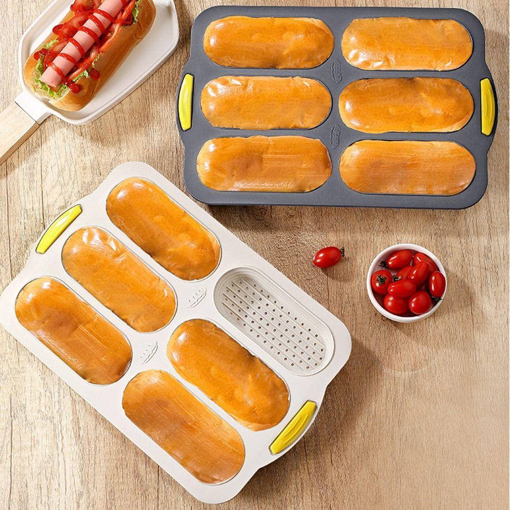 Food Grade Silicone Silicone Baking Mold 6 Cavity Hot Dog Bread Mold Bake Tray DIY Kitchen