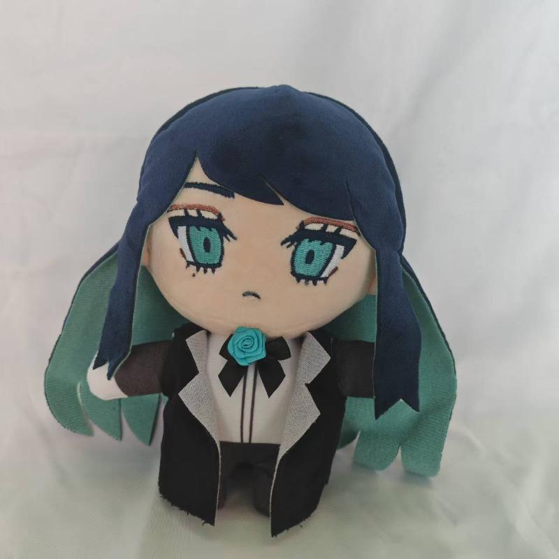 New Cute Ado Singer Plush Ado Character Dolls with Blue Bow and Black Outfits Soft Stuffed Plushies for J-Pop Fans Kids Birthday Gift Home Decoration