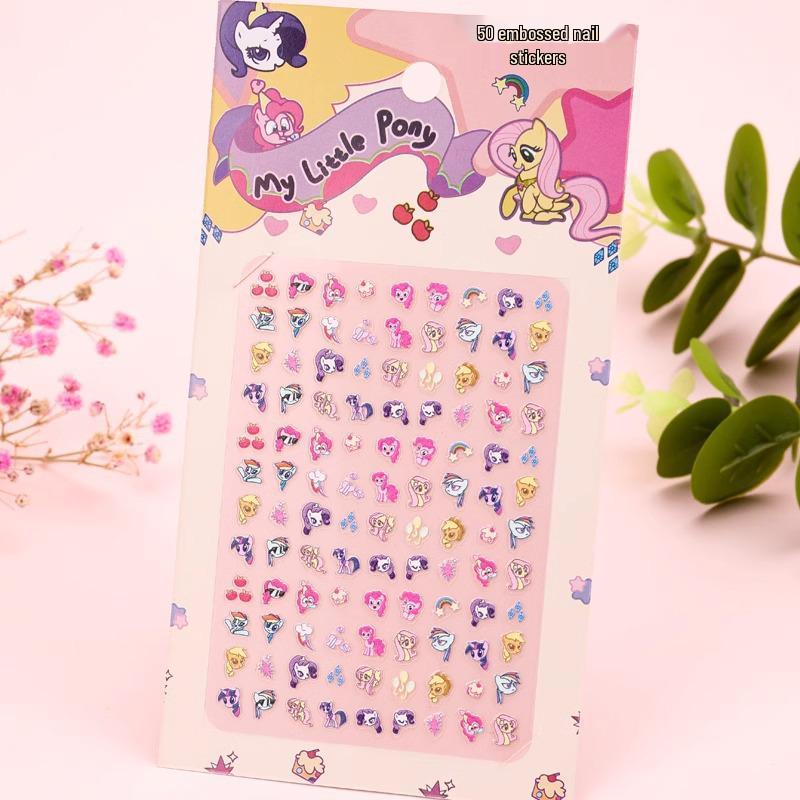 5D Embossed My Little Pony Nail Art Stickers - Cute, Odorless, Cartoon Design for Girls