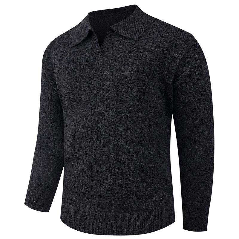Autumn and Winter Polo Collar Knit Men's Jacket Loose Inner Base Top