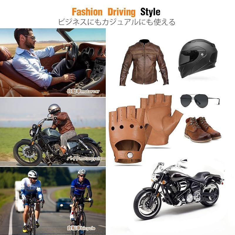 Used [GSG] Driving Gloves Men's Car Half Finger Sheep Leather Driving Gloves Driver Gloves Motorcycle 1