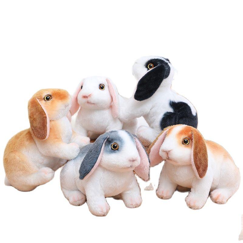 Kawaii Simulation Long Ears Rabbit Plush Doll Lifelike Animal Realistic Toy Model Room Decor Boys Birthday Gift