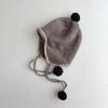 Winter Knitted Earflap Hat for Baby Cute Pompom Toddler Ear Protection Cap Korean Solid Color Kids Boy Girl Beanie Bonnet
