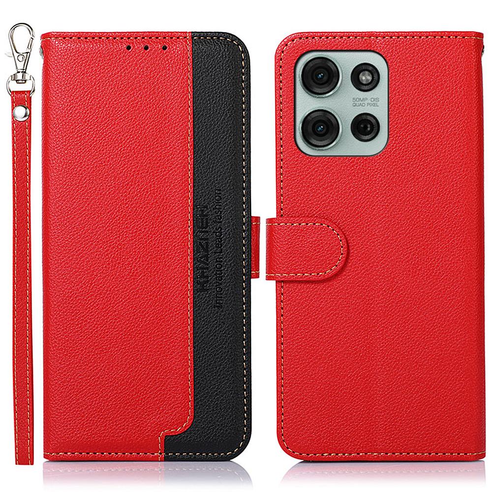 

KHAZNEH For Motorola Moto G75 5G Case RFID Blocking Wallet Litchi Texture PU Leather Phone Cover D