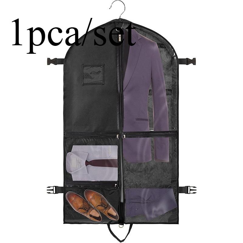 1pcs/set Non-Woven Multi-Pocket Garment Bag with Snap Closure Dust Cover for Travel Suit Coat Storage Household Supplies