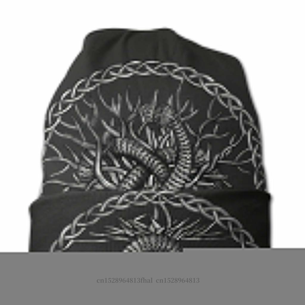 Bonnet Hats Viking Unisex Women's Knitted Hat Ouroboros Celtic Knot With Tree Of Life Winter Warm Cap Design Skullies Beanies Caps