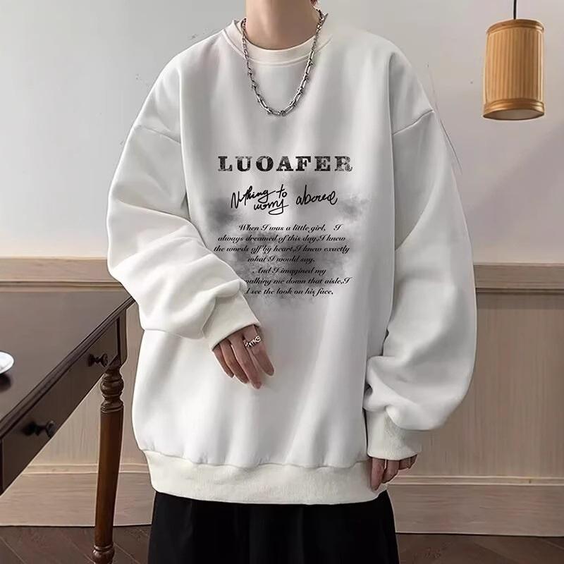 Men's Oversized Crew Neck Sweatshirt Letter Print Casual Pullover Top