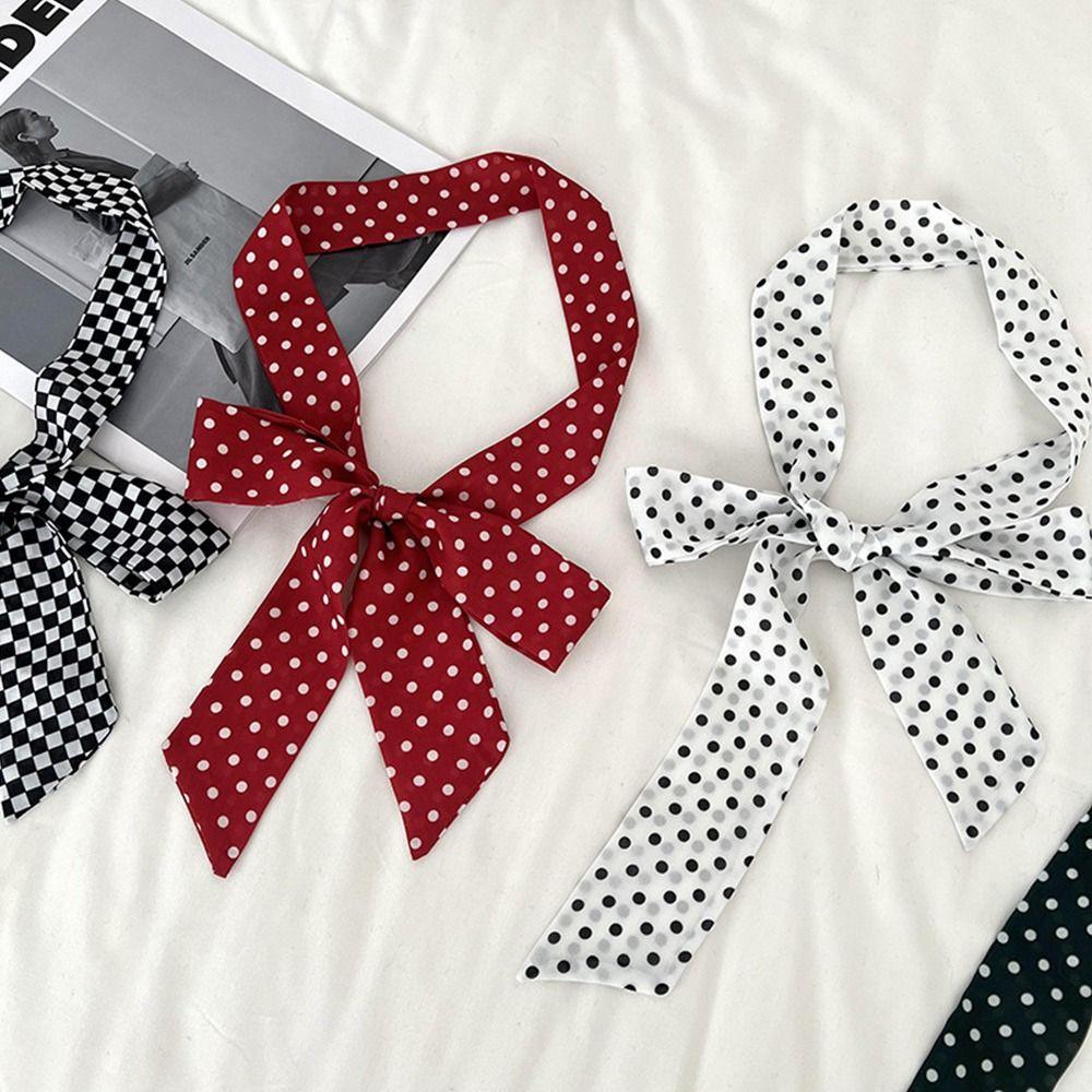 Long Bag Ribbons Wave Point Headbands Fashion Head Scarf for Women