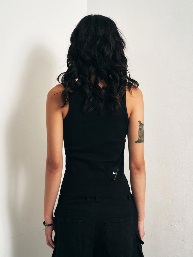 YEEL Y. Ribbed Sleeveless Top Black
