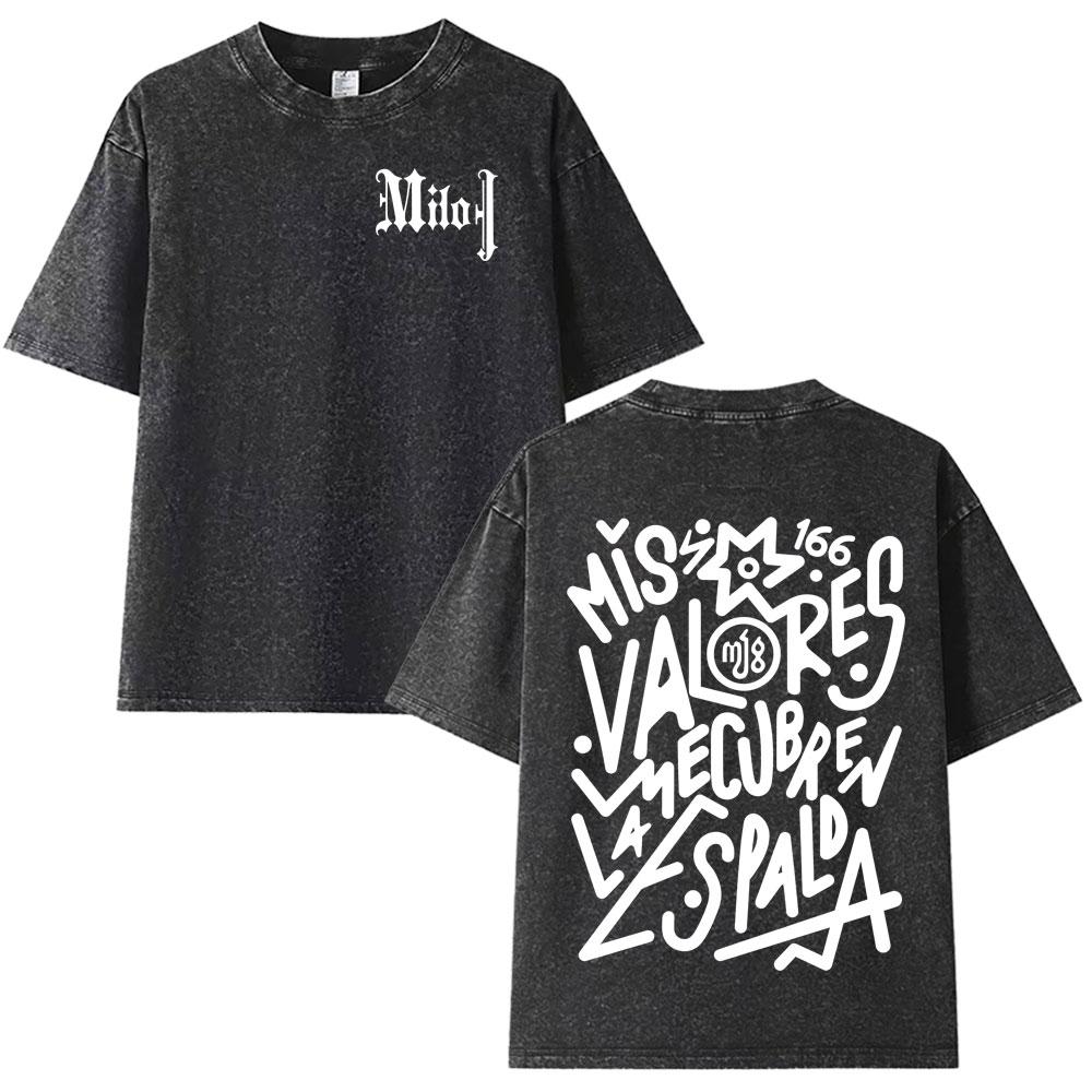 Milo J  Album Casual Graphics Vintage Washed Tee Hip Hop Oversized T Shirt Mens Women Streetwear Short Sleeve Tshirts Unisex