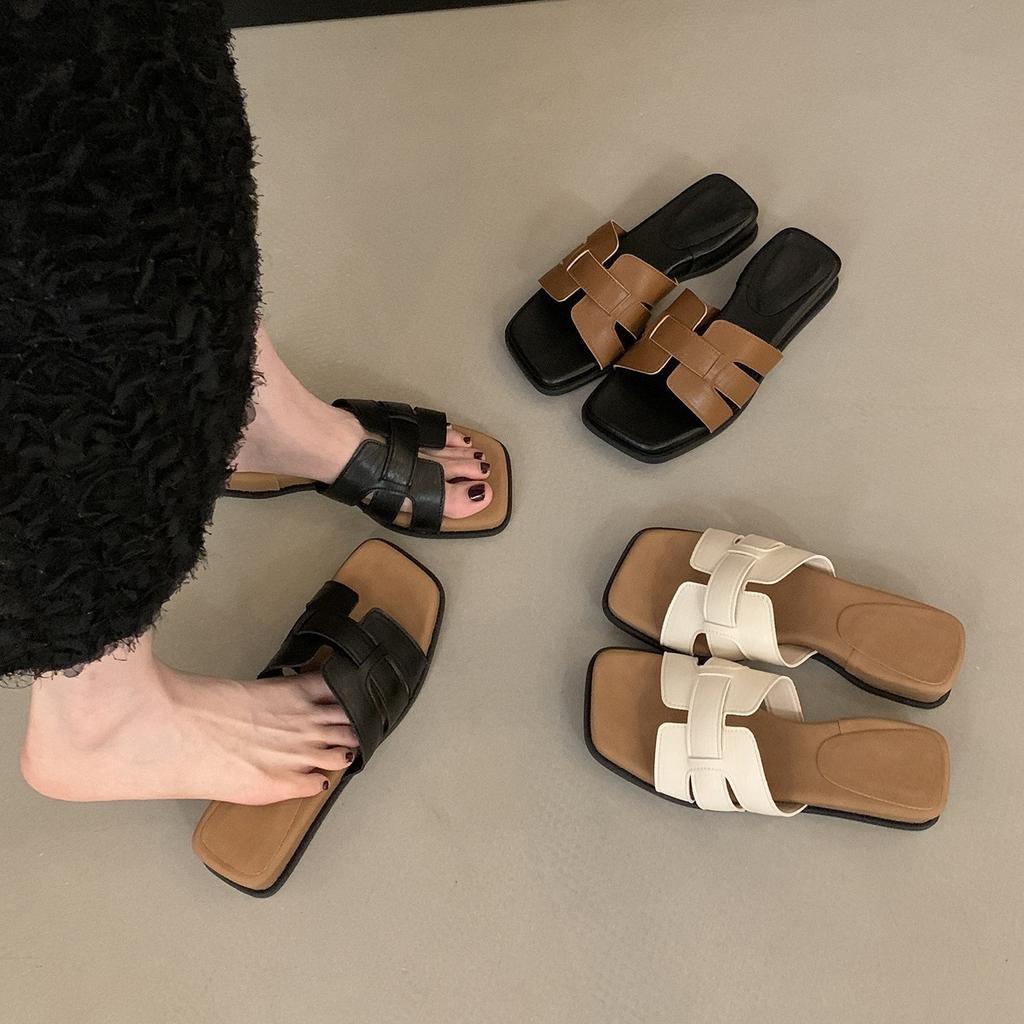 Wedge heel platform slippers women's shoes wear 2025 new summer with skirt one-word holiday sandals