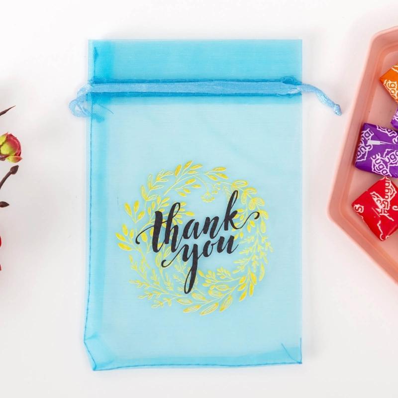 50Pieces Delicate Thankyou Gift Bag Jewelry Packaging Bag Chic Embroidery Mesh Bag Mesh Material for Birthdays Weddings