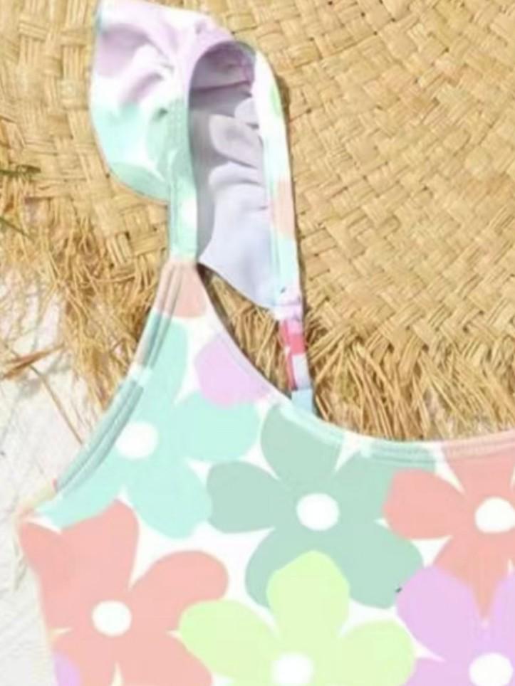 Trendy Korean-Style Spaghetti Strap One-Piece Swimsuit for Girls
