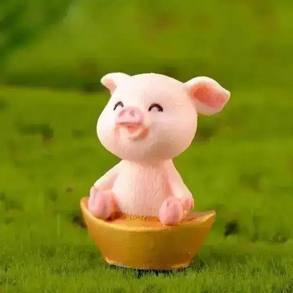 Niedliche Mini-Schweine, 5 Baby-Schweine, Figur, Harz-Ornamente, Miniatur-Modell, Tierstatue, Bonsai-Dekoration, Kawaii-Zimmer-Zubehör