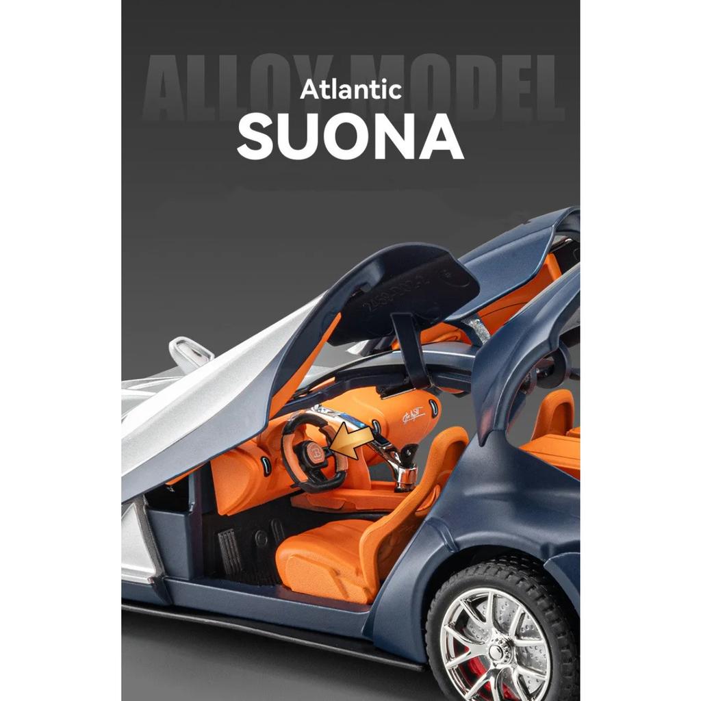 1/24 Scale Bugatti Atlantic Alloy Sports Model Car Diecasts Metal Toy Race Vehicles Simulation Sound Light Collectible Childrens Gifts