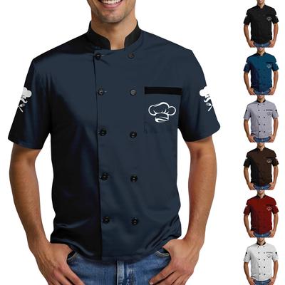 Estampa Chapéu de Chef - Vestido de Chef Casual Masculino de Manga Curta