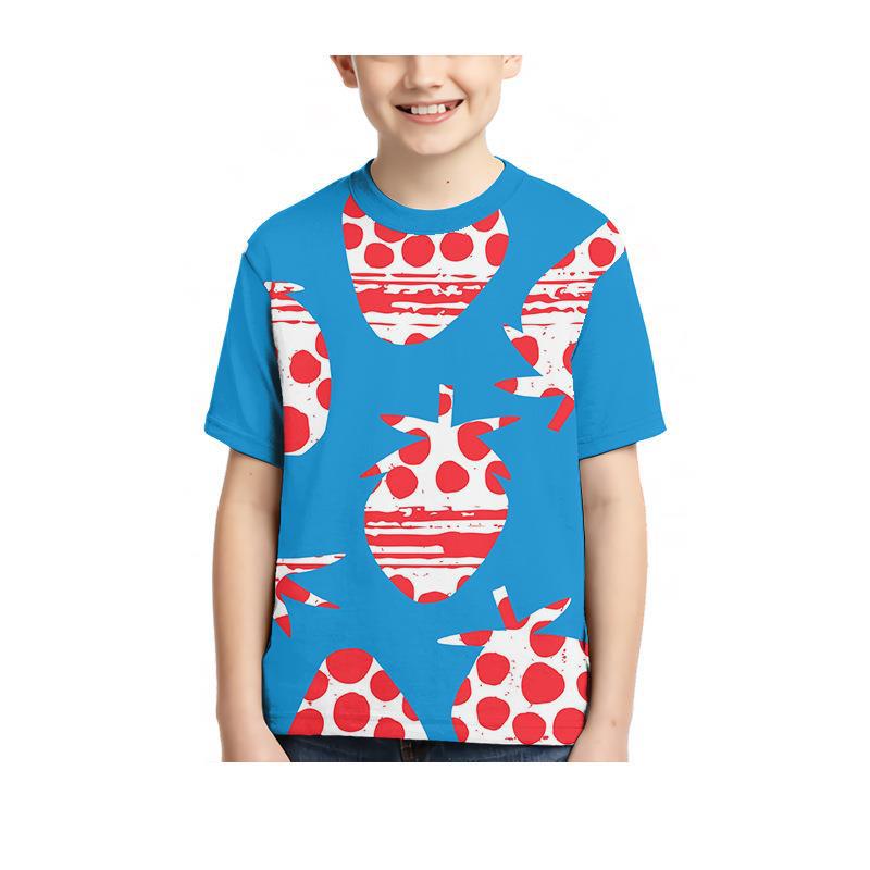 Summer Round Neck 3D Fruit Printed Top Fashionable Casual Short Sleeved Children's Boy T-shirts