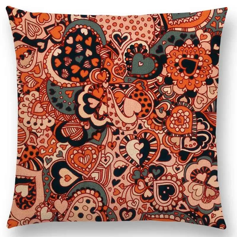 New Vivid Art Colorful Flowers Gorgeous Floral Doodle Geometry Mandala Coral Wonderland Pattern Car Cushion Cover Pillow Case