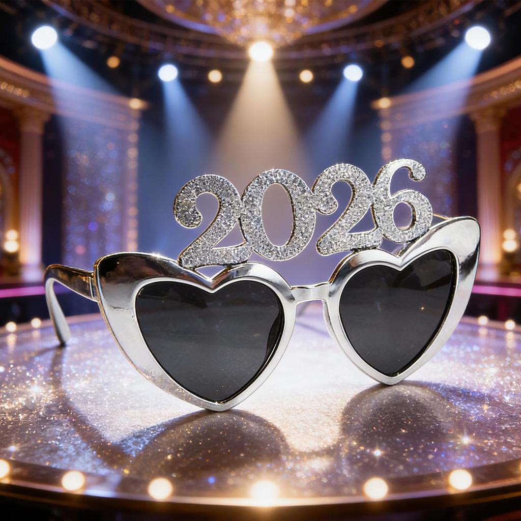 New Years Eve Glasses Heart Shape Photo Booth Props New Year Eyeglasses For Holiday Masquerade Carnivals Teen Adults Celebration
