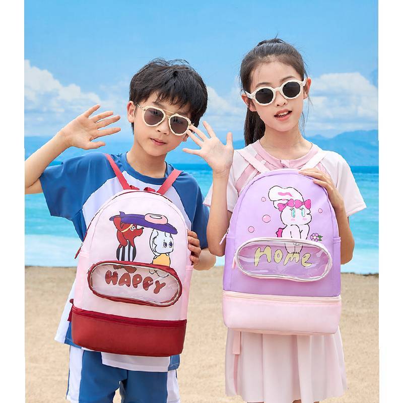 Childrens Swimming Bag Cute Cartoon Backpack With Waterproof Dry Wet Separation For Outdoor Sports
