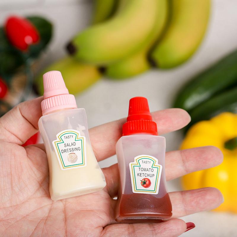 1/2/4Pcs Mini Sauce Bottle Portable Salad Ketchup Honey Jars Bento Squeeze Bottle Seasoning Organizer Lunch Box Accessories
