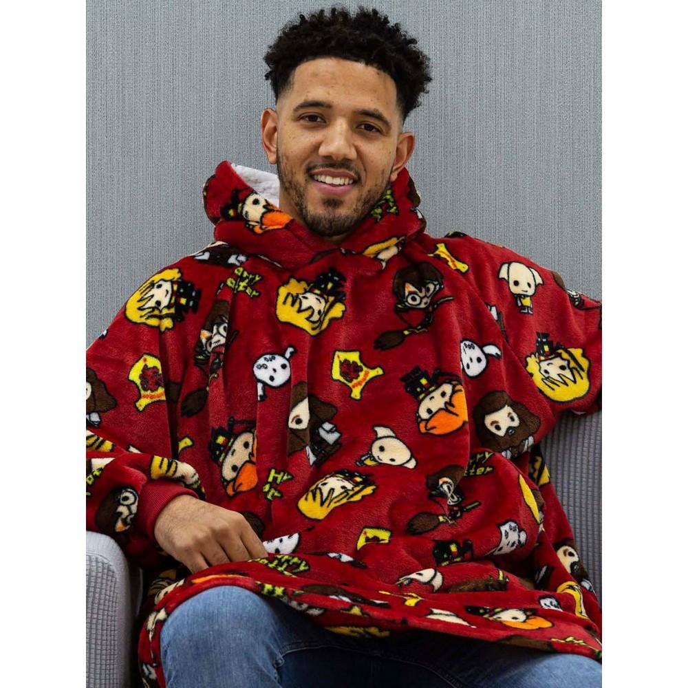 HARRY POTTER Unisex Adult Charm Fleece Hoodie Blanket