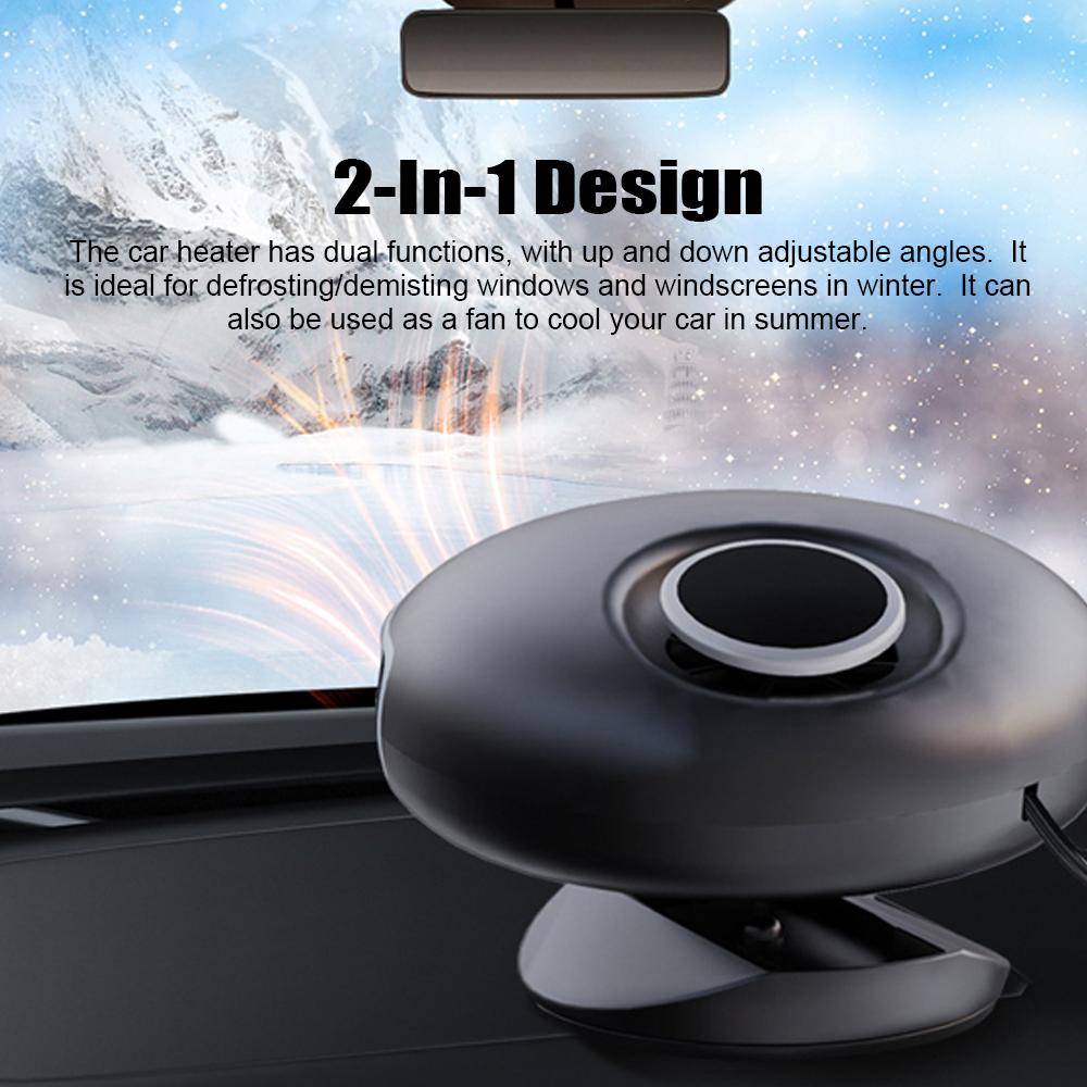 Portable Car Heater, 2 in 1 Defroster Heater for Car, 12V 24V Fast Heating or Cooling Fan with 360 Degree Rotary Base