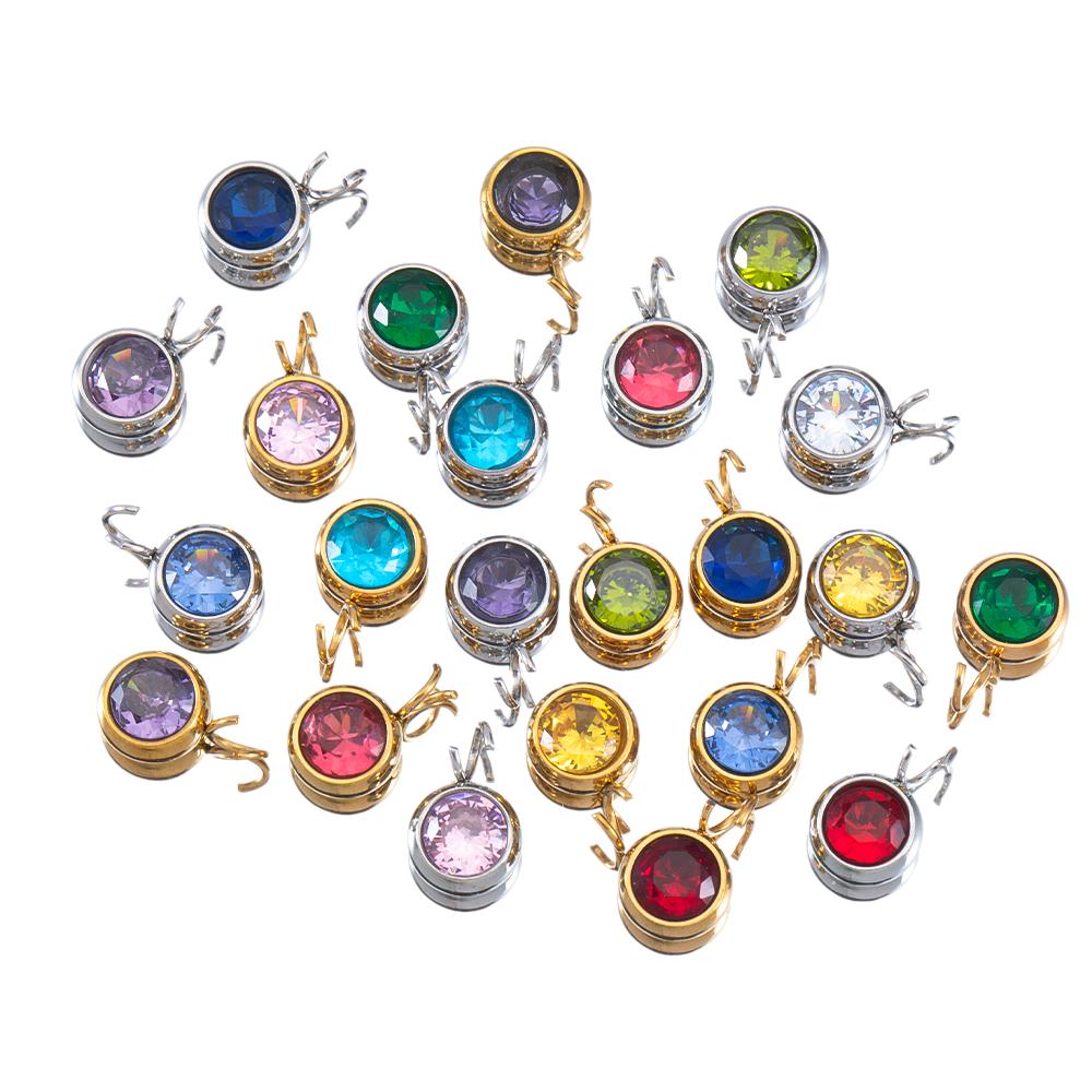 10pcs 7mm 20pcs 6mm Stainless Steel Rhinestone Beads Mixed Crystal Charms Pendant for Necklace Bracelet DIY Jewelry Making Charm