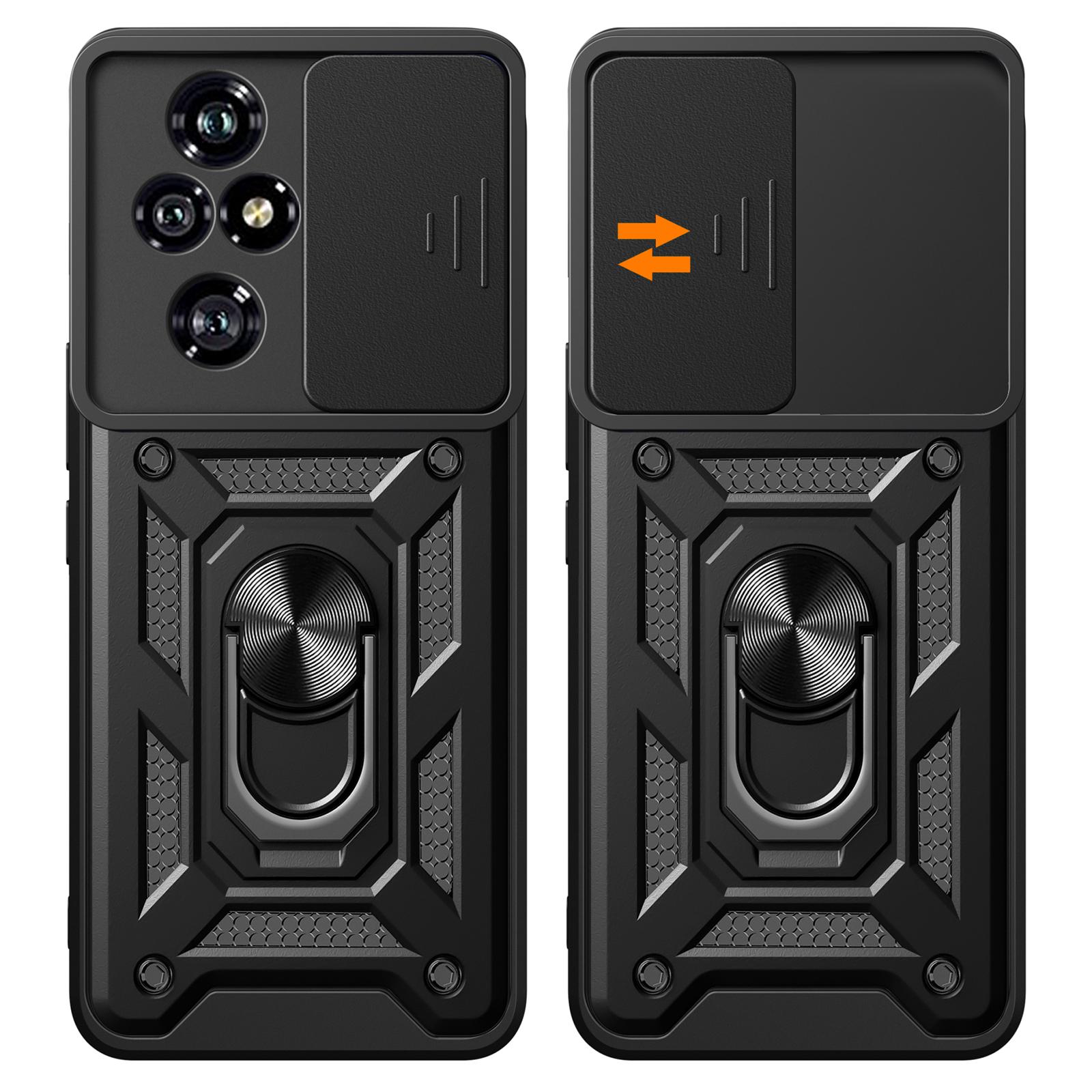 

For Honor 200 Pro 5G Kickstand Case PC+TPU Phone Shell with Slide Camera Lid Gold