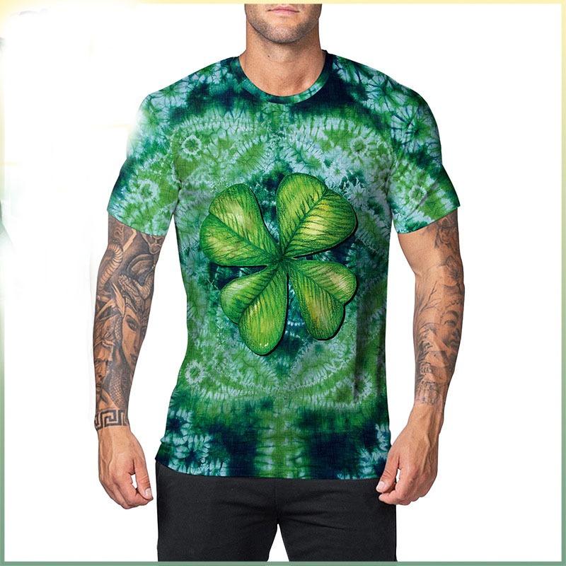 2025 New Spring Foreign Trade St. Patrick's Day 3D Digital Printed Round Neck Short Sleeved Men's T-shirt