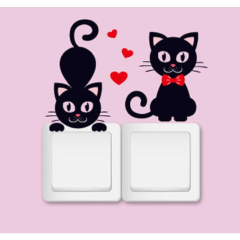 1pcs Cartoon Creative Cat Butterfly Silhouette Bedroom Living Room Light Switch Stickers Decorative Wall Stickers Self-adhesive