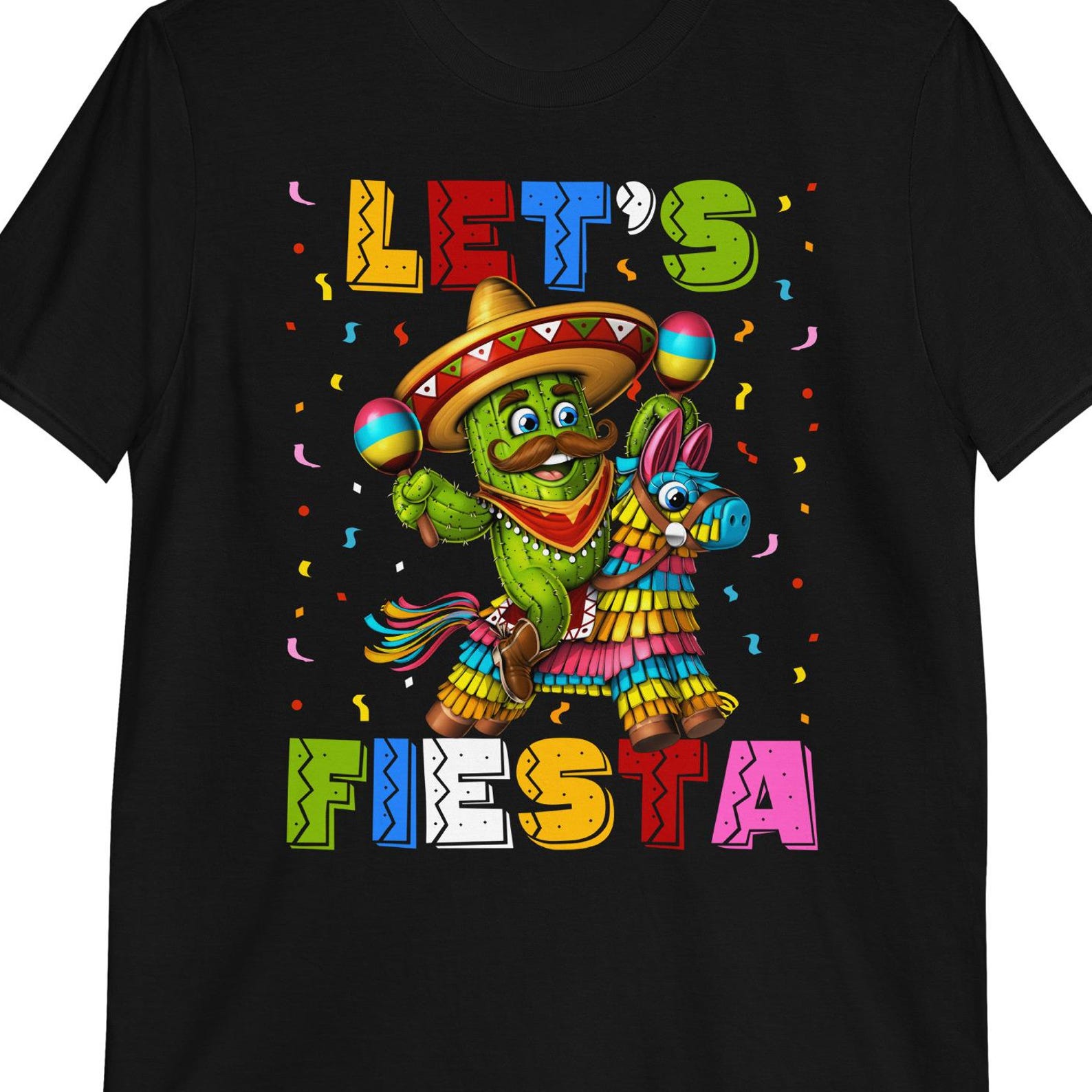 Mexican Fiesta Cinco de Mayo T-Shirt: Mexico Cactus Riding Pinata Tee 140