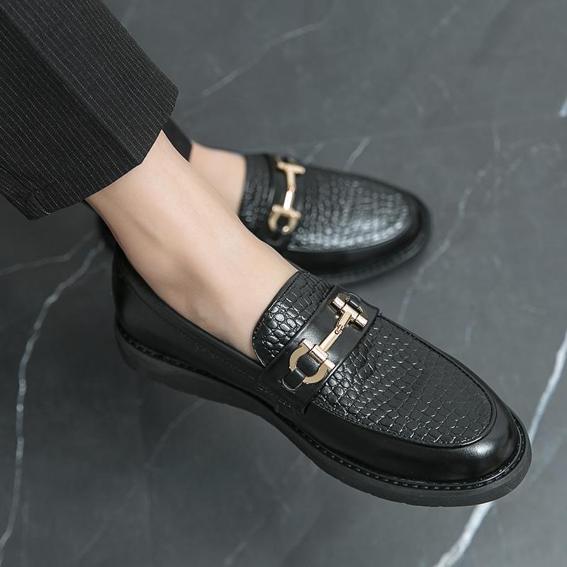 Новые мужские черные мокасины с узором личи — фото 5