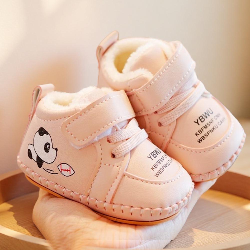 Sapatos de Veludo Quentes para Bebês Caminharem (0-1 Ano), Sola Macia Antiderrapante, Estilo Inverno