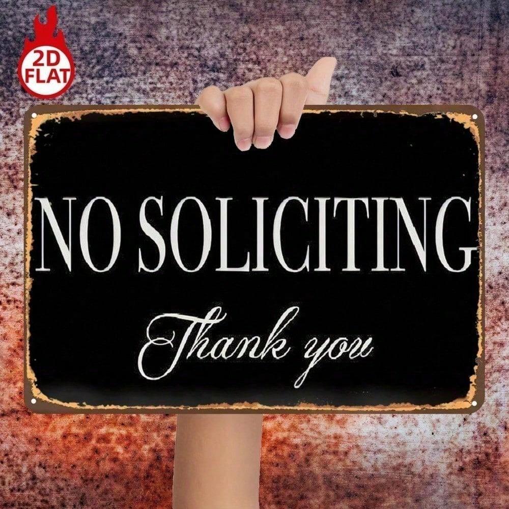 1pc No Soliciting Thank You Metal Sign 8x12 Vintage Iron Wall Art for Door Garage Bar Home Decor