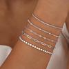 Minimalist Women's Multilayer Alloy Bracelet Set - 10-Piece Cuban Chain Style.