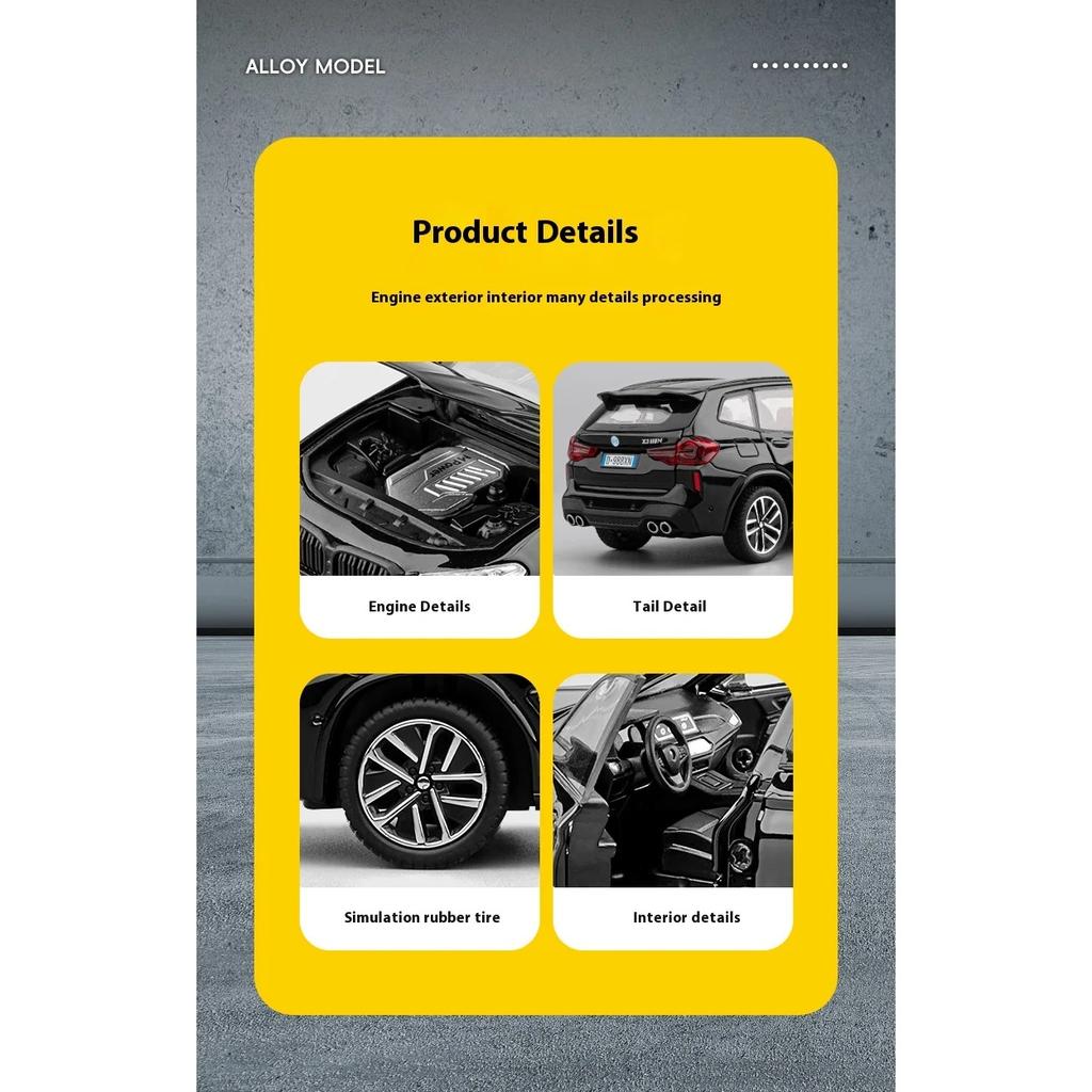 1/32 BMW X3M Legeringsmodellbil, med Lyd- og Lysfunksjoner, Interiørdekorasjon Samlepynt, Gaver til Bilentusiaster