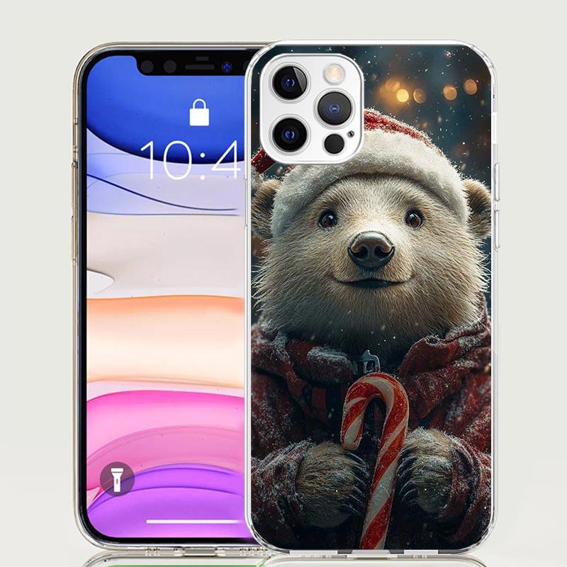 Animal Brown Cute Bear Phone Case For iPhone 17 Air 16 15 Plus 11 14 Pro Max 13 Mini 12 7 8 + SE Pattern Art Customized Cover 17