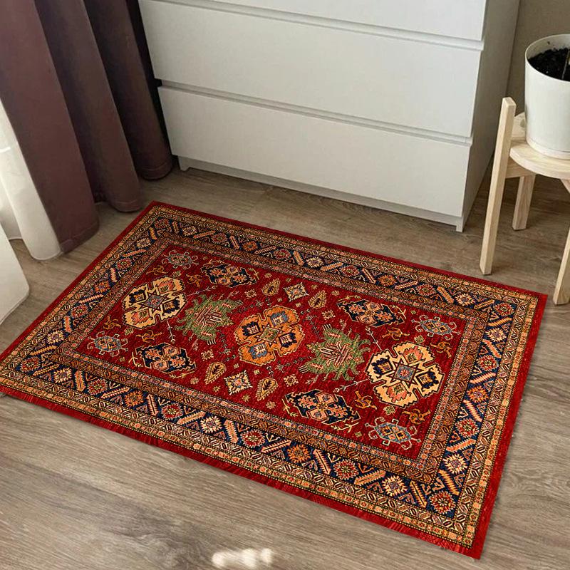 Vintage Light Luxury Bohemian Entry Living Room Decorative Rugs Crystal Pile Rugs Home Decor Bedroom Non-Slip Floor Mats
