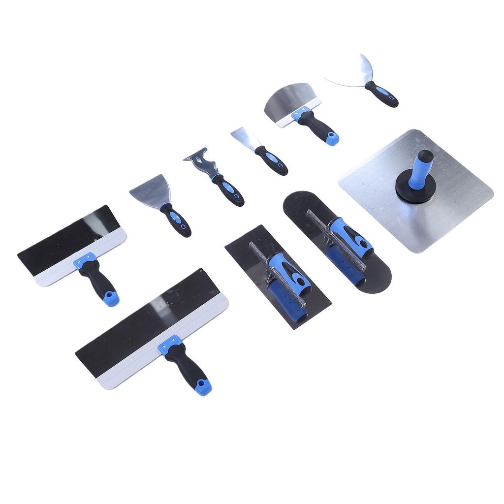 11Pcs Concrete Trowel Set Masonry Hand Tool for Finishing Bricklaying Plastering Stainless Steel Spatula Scraper Tray