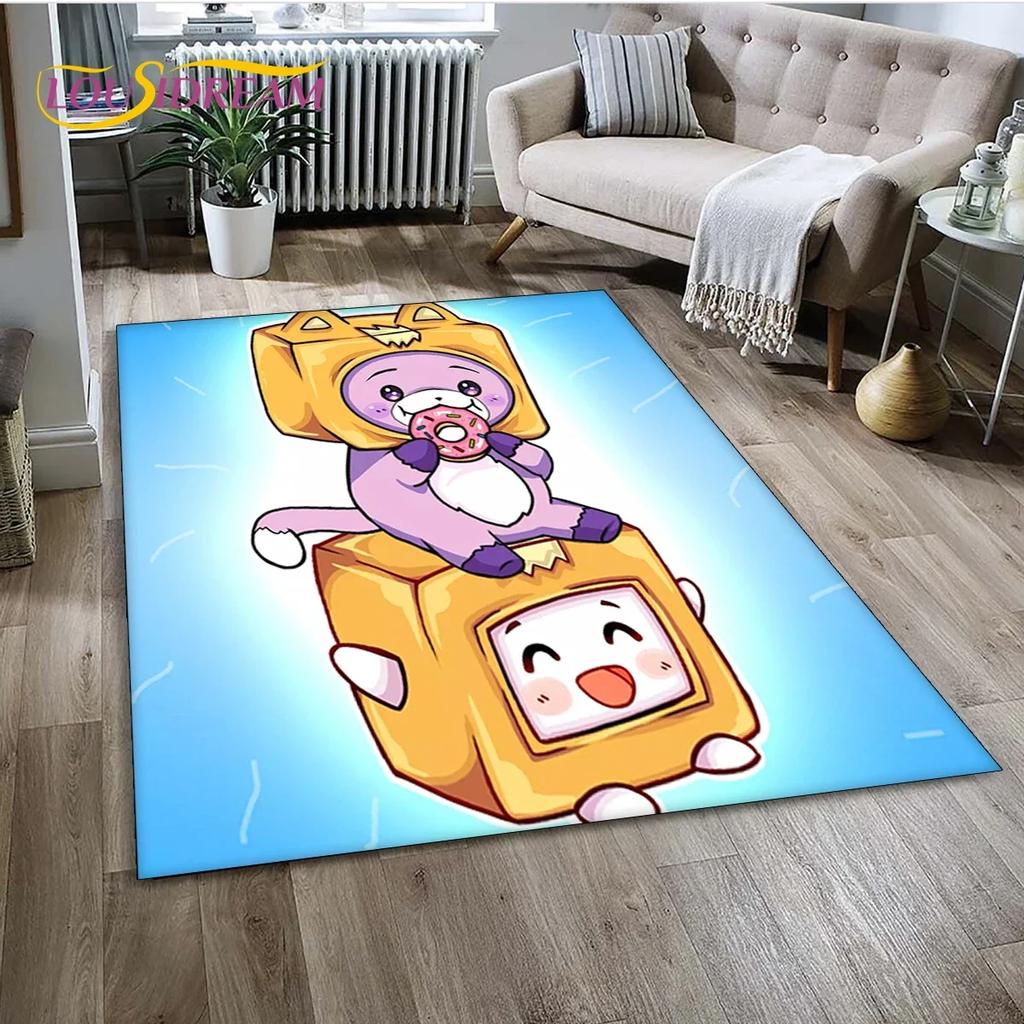 Lankybox Cute Happy Boxy Foxy Rocky Carpet Rug for Bedroom Living Room Home Sofa Decoration,Children Game Large Decor Floor Mat