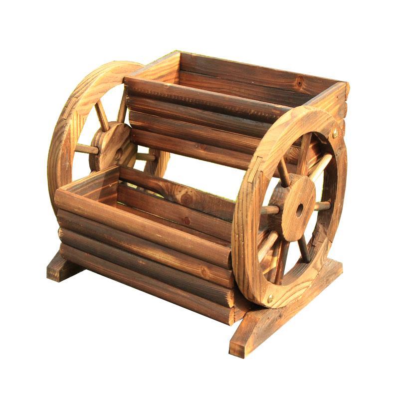 

creative outdoor courtyard landscape decoration balcony flower pot floor-to-ceiling retro wooden flower stand ornament